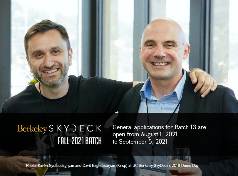 Berkeley SkyDeck accelerator accepts startup applications for Fall2021 Batch